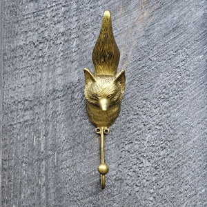 Fox Hook, Fox Wall Hook, Gold Fox Hook, Woodland Style Fox Hook