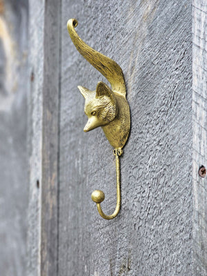 Fox Hook, Fox Wall Hook, Gold Fox Hook, Woodland Style Fox Hook