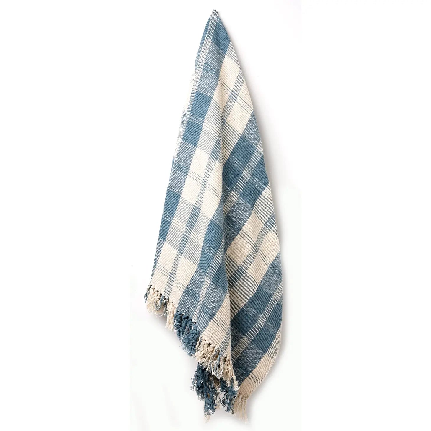 Cottage Blue and Cream Plaid Throw