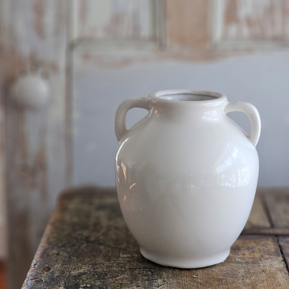 French Style White Vase with Handles