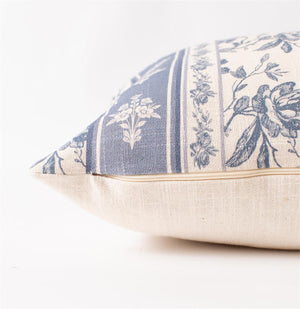 French Blue Floral Pillow