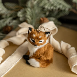 Fur Fox Ornament, Woodland Cottage Christmas, Fox Ornament