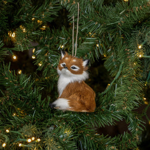 Fur Fox Ornament, Woodland Cottage Christmas, Fox Ornament