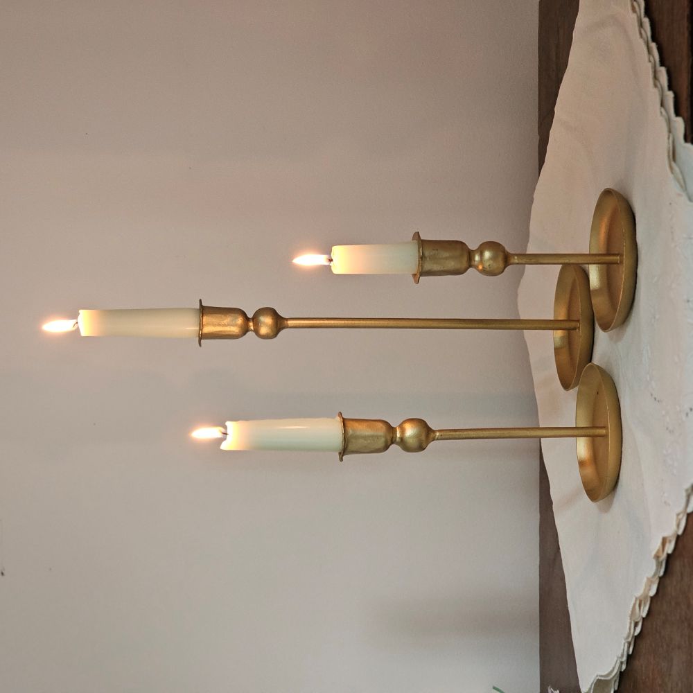 Golden Taper Candle Holder, Set of Three