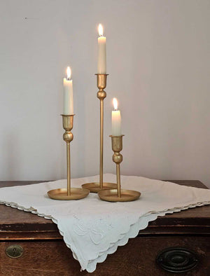 Golden Taper Candle Holder, Set of Three