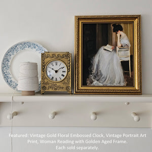 Vintage Gold Floral Embossed Clock