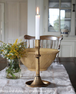 Golden Aged Taper Candle Holders