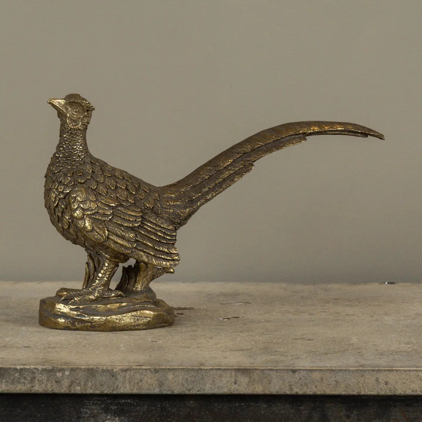 Pheasant Statue, Golden Pheasant Statuette, Thanksgiving Decor, Fall Decor, Vintage Cabin Decor 