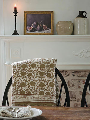 Block Print Throw with Moody Fig Print