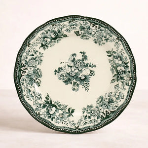 Green Floral Transferware Plate