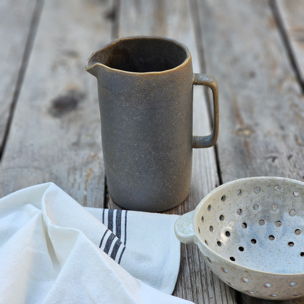 Handmdade Pottery Pitcher, Ebony Glaze