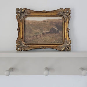 Ornate Gold Frame with Hay Field Print