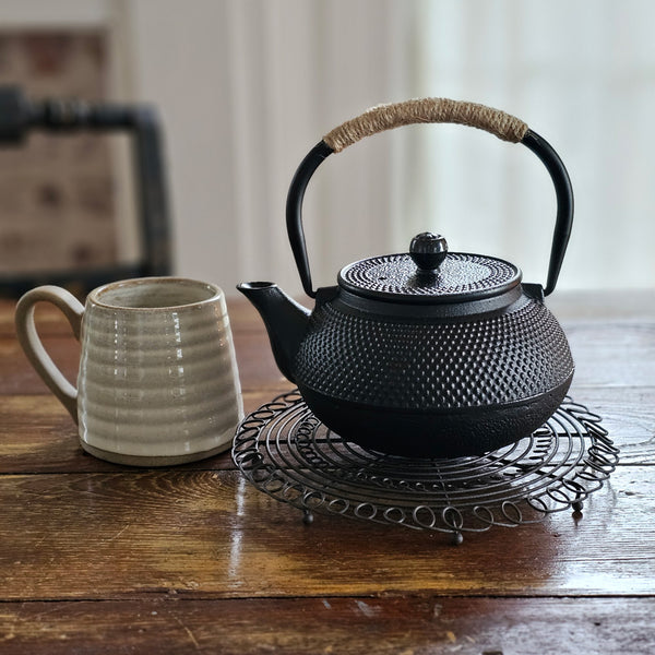 Rustic Ribbed Stoneware Teapot - Farmhouse Wares