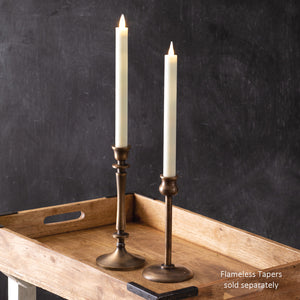 Aged Brass Finish Taper Candle Holder Set