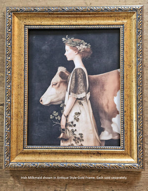 Irish Milkmaid Portrait Art Print with Antique Style Gold Frame