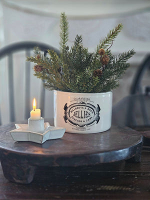 Star Candle Holder with White Glaze