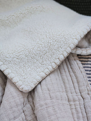 Kantha Quilted Stitch Sherpa Throw