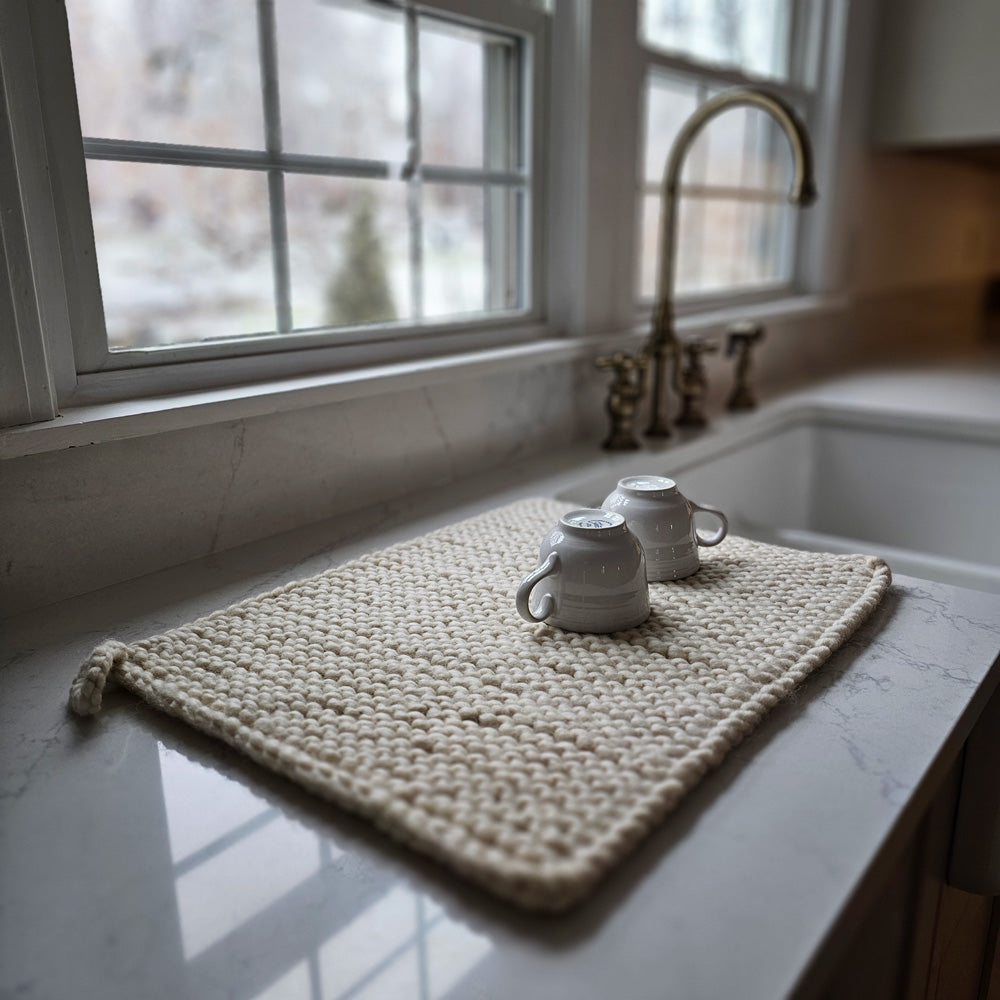 Knitted Wool Dish Drying Mat - Farmhouse Wares