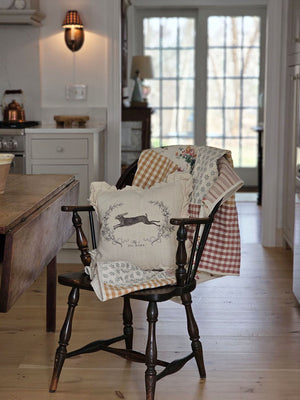 Linen Style Hare Pillow with Ruffles