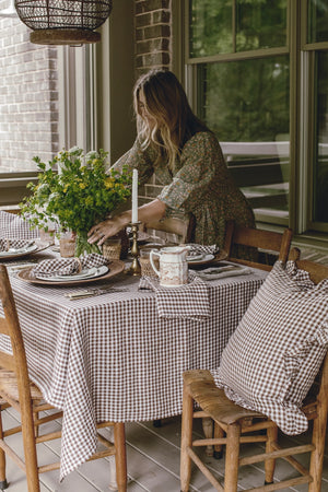 Linens with Tobacco and White Gingham