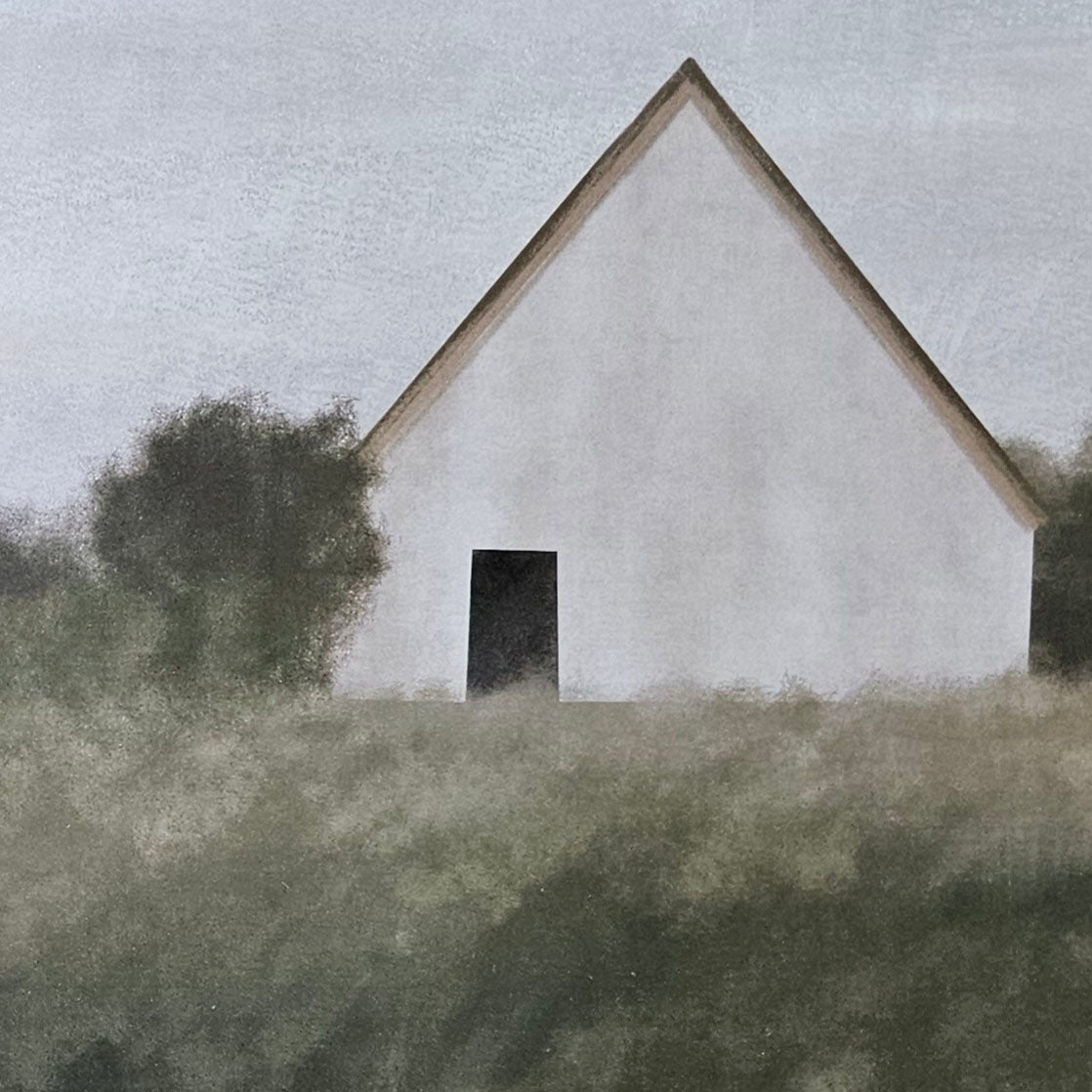 The Little White Farmhouse Landscape Art Print has a quiet charm. The minimalist white house sits with a meadow of green and grey shades, evoking a simple countryside hideaway. The art is printed on high quality card stock with archival ink. Original art has been digitally retouched to preserve characteristics, grain and cracks. Image size: 8"x 10" Print only. No frame included.