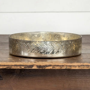 Silver Metallic Etched Glass Tray, Mercury Glass Style Tray