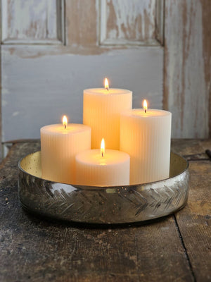 Silver Metallic Etched Glass Tray, Mercury Glass Style Tray