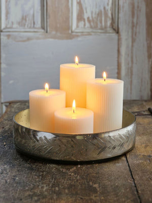 Silver Metallic Etched Glass Tray