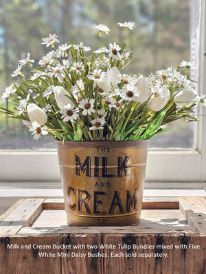 Milk and Cream Bucket with Mini Daisy and Tulips