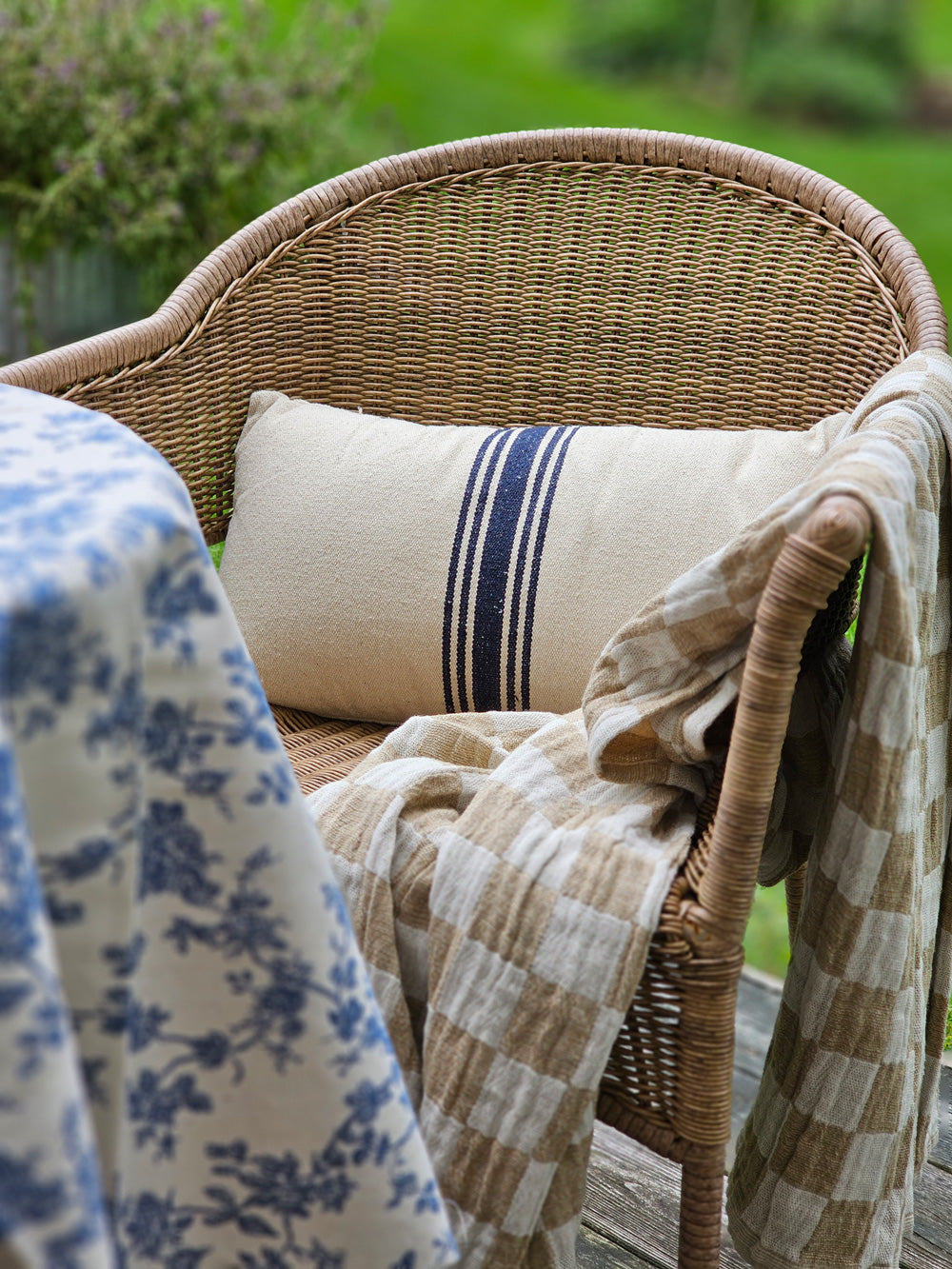 Toile Fabric-Blue Flowers