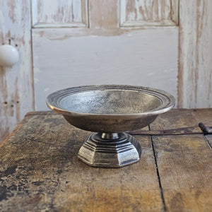 Pewter Style Pedestal Compote