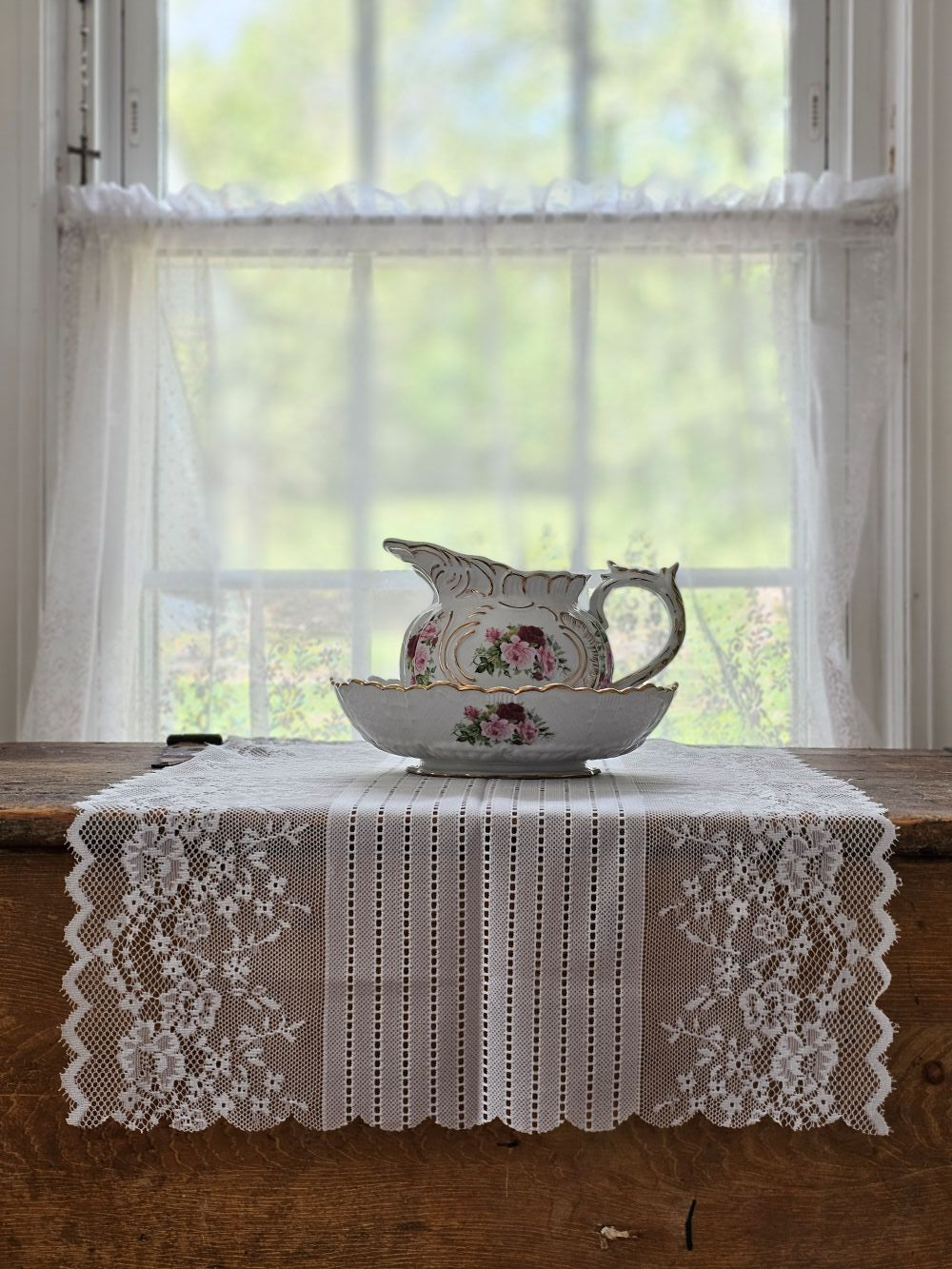 Old World White Lace Table Runner