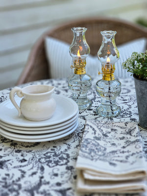 Ivy Slate Block Print Tablecloth and Napkin Collection