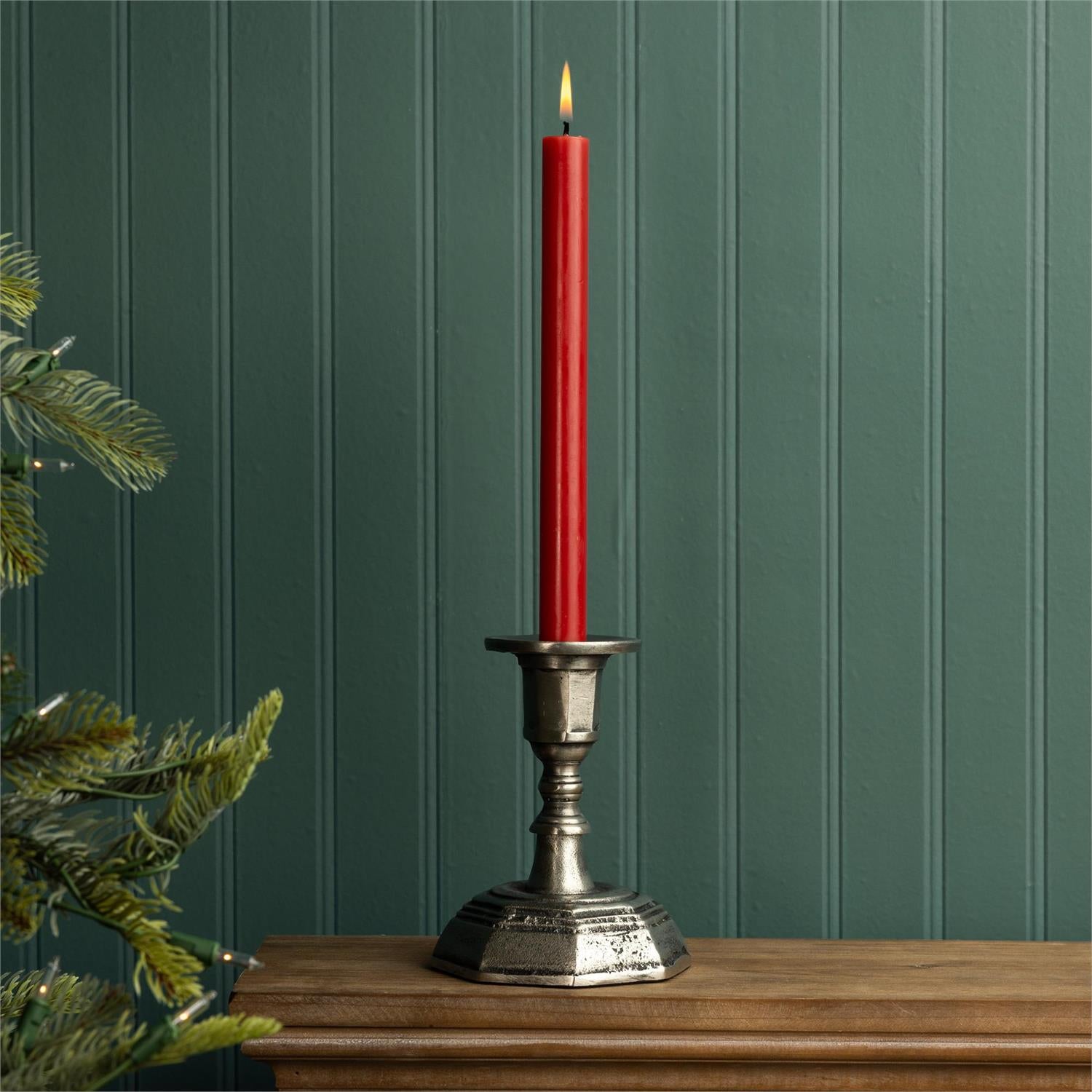 Pewter Style Taper Candle Holder