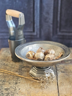 Pewter Style Pedestal Bowl