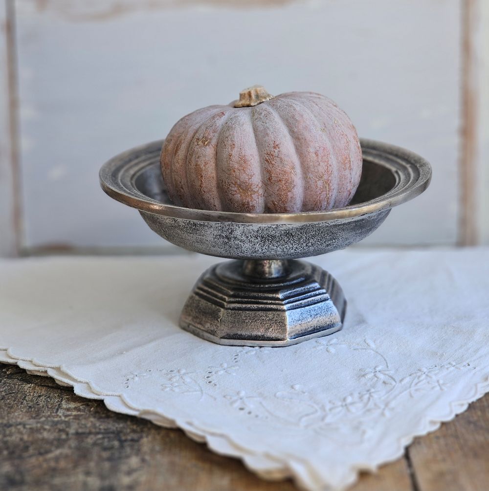 Pewter Style Pedestal Bowl