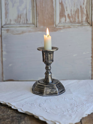 Pewter Style Taper Candle Holder