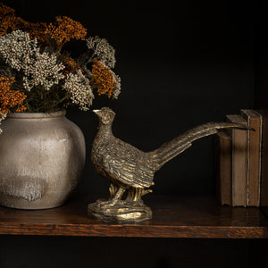 Pheasant Statue, Golden Pheasant Statuette, Thanksgiving Decor, Fall Decor, Vintage Cabin Decor 