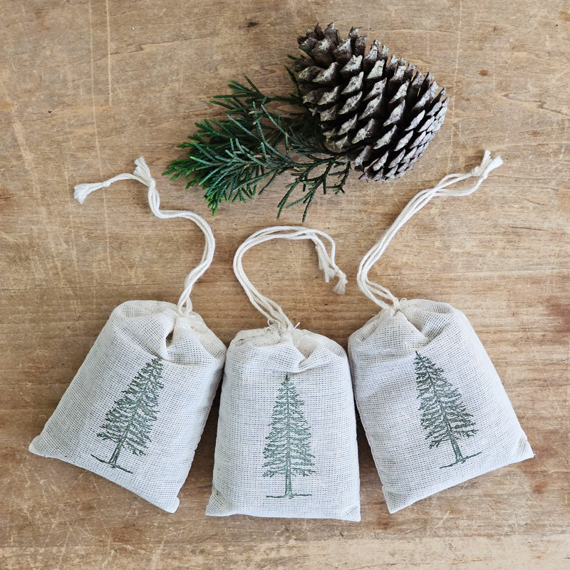 These Pine Balsam Sachets have the same allure. Packed with balsam fir pine needles, these sachets provide instant cozy. Pine has been used as a natural air freshener since the middle ages. Pine is an uplifting and clearing scent. Keep them in your car or hang one by your bed. They make a great stocking stuffer, too!  The Pine Balsam Sachet is all natural, non-toxic and family friendly, too! 