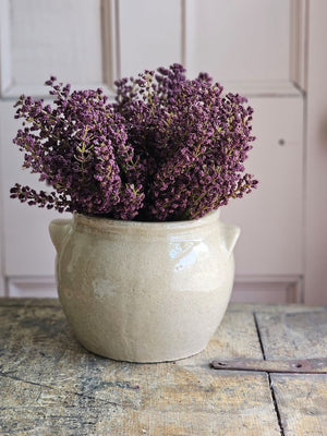 Add rich, moody style to your home with our Plum Astilbe Bush Pick. Sweet clusters of plum colored blooms nestle together for an abundant aubergine bouquet. The bush stands 10.5 inches tall and the deep eggplant color adds old-world beauty to any season. These faux florals will inspire lots of great ideas for any home stylist looking for natural accents without a lot of maintenance. Crock and basket sold separately (both shown with three bush picks). 10.5” H