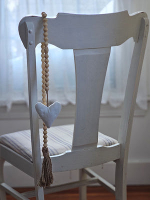 Velvet Heart and Wood Bead Garland