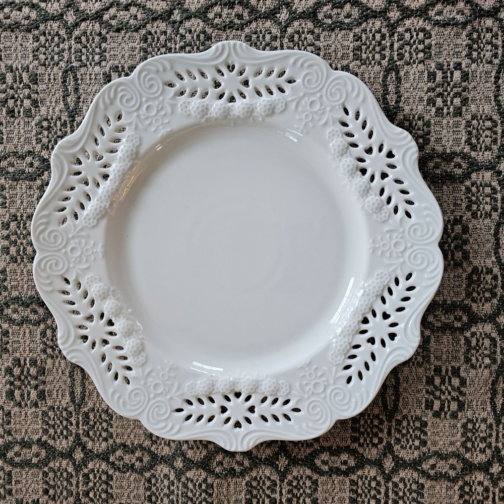 Antique White Porcelain Lace Design Plate