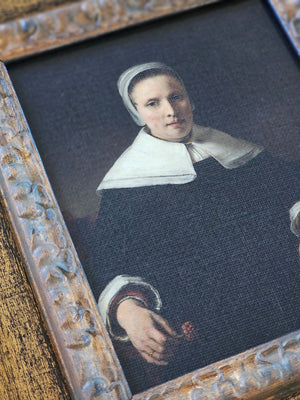 Portrait of Woman with Flower with Antiqued Gold Frame