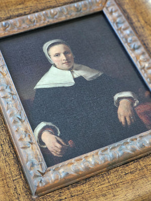 Portrait of Woman with Flower with Antiqued Gold Frame