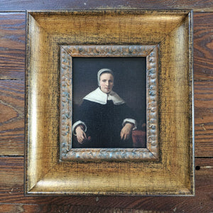 Portrait of Woman with Flower with Antiqued Gold Frame