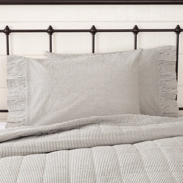 Portsmouth Blue Ticking Stripe Pillow Case Set - Farmhouse Wares