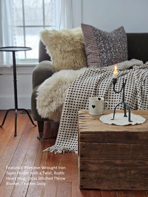 Cross Stitched Reversible Throw Blanket