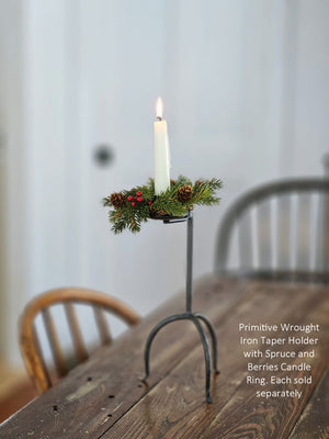 Spruce and Berries Taper Candle Ring