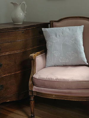 Embroidered Queen Anne's Lace Pillow