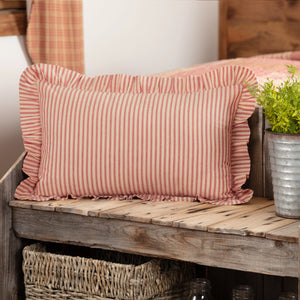 Red Ticking Stripe Accent Pillow